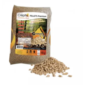 PELLETS DE MADERA CRÉPITO POR PALET DE 72 BOLSAS DE 15 KG